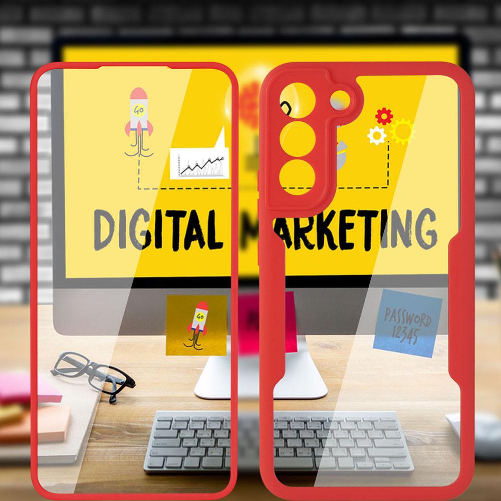 For Samsung Galaxy S23 Acrylic+TPU Clear Phone Case Camera Lens Protection Phone Cover with PET Screen Film