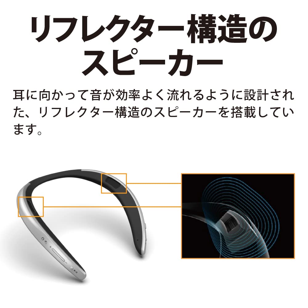 Sharp Носимая шейная акустическая система AQUOS Sound Partner, оснащенная Bluetooth-гарнитурой Amazon Alexa, водонепроницаемая, серебристая, AN-SC1-S