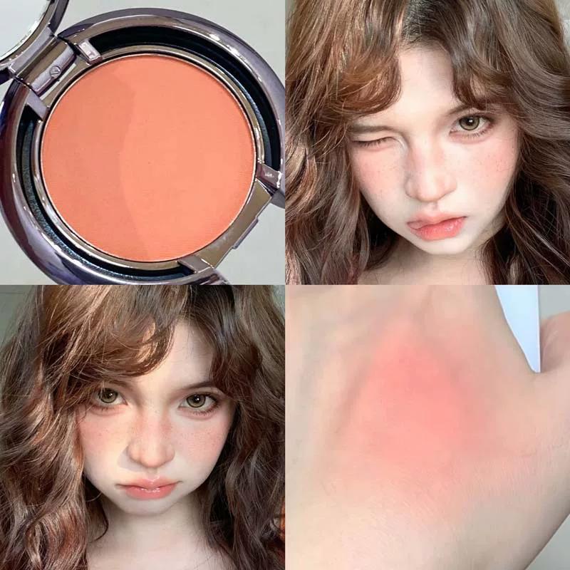 Death Barbie Pink Olive Skin Brightening Blush Korean Girl Group Stage Makeup Peach Pink Expanding and Contracting Color Blush Purple