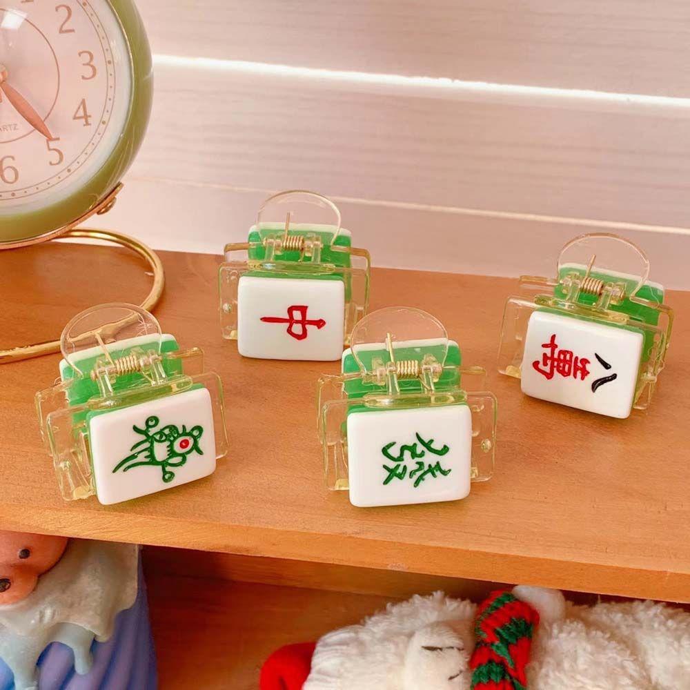 Clip Hair Accessories Girls Resin Chinese Style Barrette Women Hairpin Mahjong Hair Claw Shark Clip