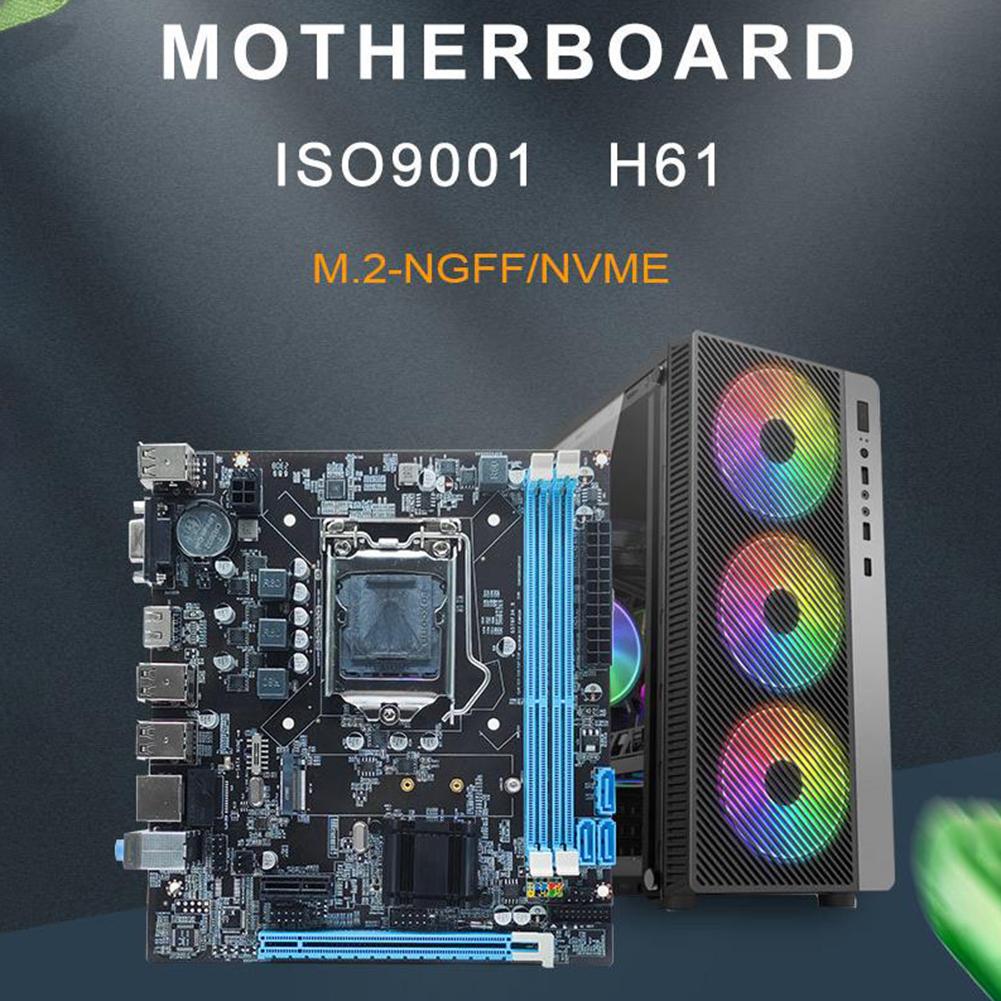 Материнская плата H61 с сокетом LGA1155 для процессоров I3/I5/I7, 16 ГБ Micro-ATX двухканальная DDR3 1066/1333/1600 МГц для настольного компьютера, основная плата