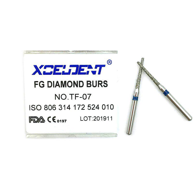 10 шт., стоматологические алмазные боры, сверла с коническим плоским концом, тип Dia-burs, средний FG 1,6 м для высокоскоростного наконечника TF-07