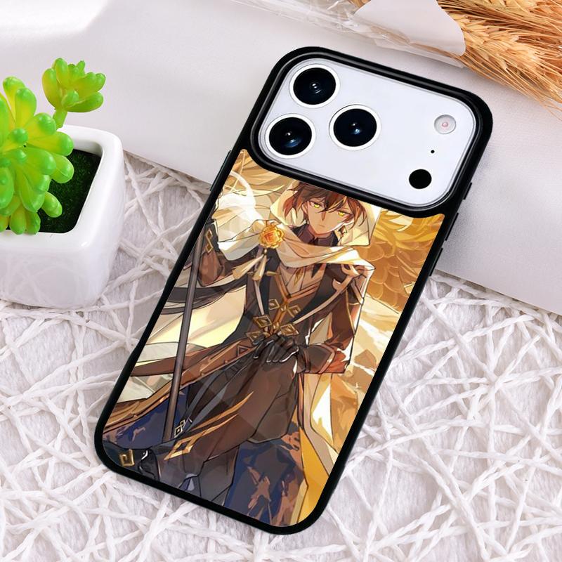 Zhongli Genshin Impact Ударопрочный чехол для телефона для iPhone 17 Air 16e 15 11 12 14 13 Pro Max Чехол Coque