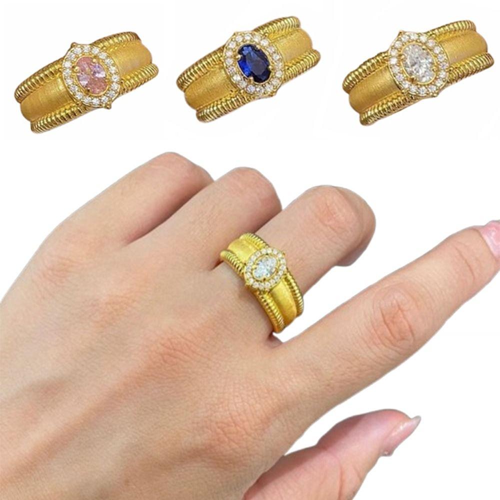 Unique Crystal Split Ring Vintage Adjustable Finger Rings Exquisite Round Crystal Ring Ladies