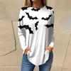 Женская свободная футболка с длинным рукавом с круглым вырезом и принтом, верхний пуловер