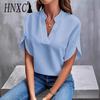 Women's Fashion Casual Summer Solid Color Print Short Sleeve V-Neck Blouses & Shirts