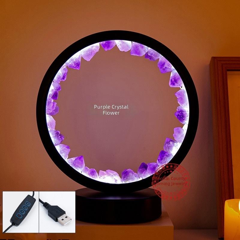 Natural Amethyst Crystal Lamp USB LED 3 Color Dimmable No Flicker Night Light StrongHorse Luxury Home Decor Artistic Gift