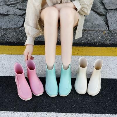 Короткие дождевые туфли женская модная тенденция верхняя одежда студенческие водные туфли для сохранения тепла кухонная работа резиновые сапоги водные сапоги модные резиновые туфли мужские