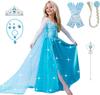 EKALA Роскошный костюм платья цвета ледяной синевы Сердце Магия и Плетеный Детский 8 предметов (Платье принцессы, Тиара, Волшебная палочка, Перчатки, Ожерелье, Кольцо, Серьги, Парик)