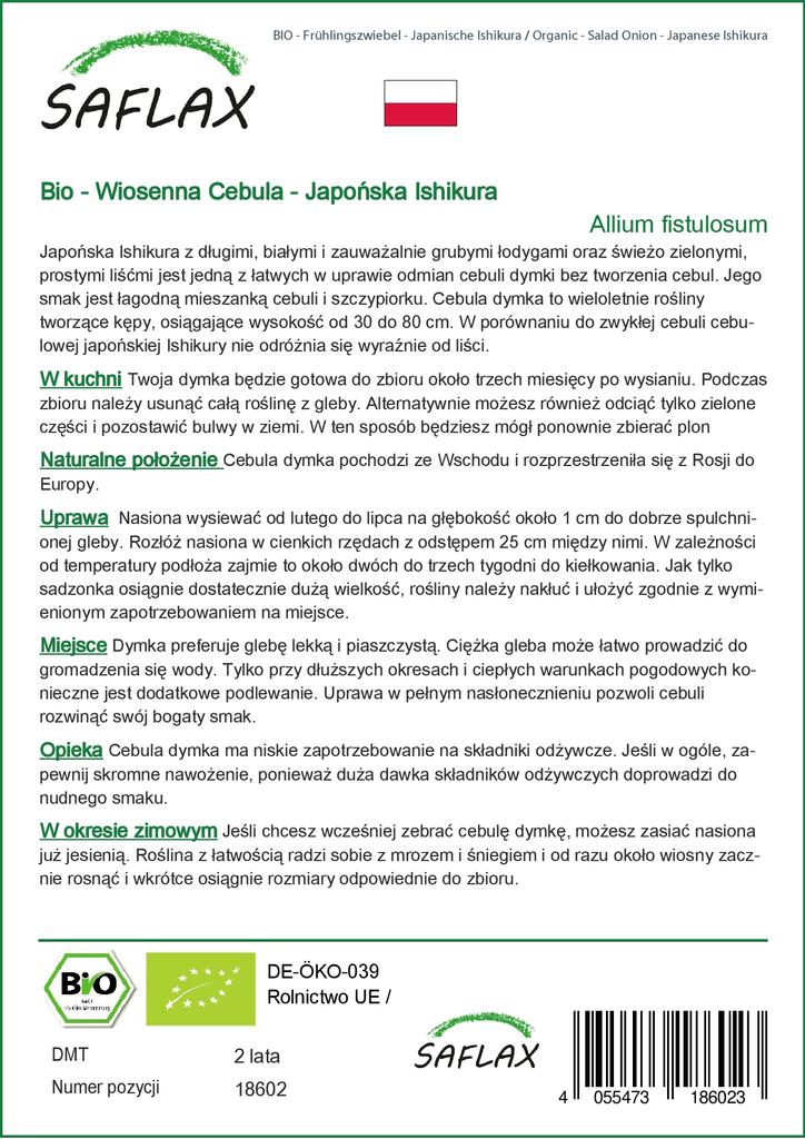 SAFLAX Gift Set - Organic - Salad Onion - Japanese Ishikura - 150 Seeds - With Gift Box, Card, Label and Potting Substrate - Allium Fistulosum