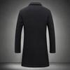 Men Solid Color Woolen Coat Autumn Winter Mid-Length Windbreaker with Pockets Lapel Long Sleeve Single Breasted Formal Outwear