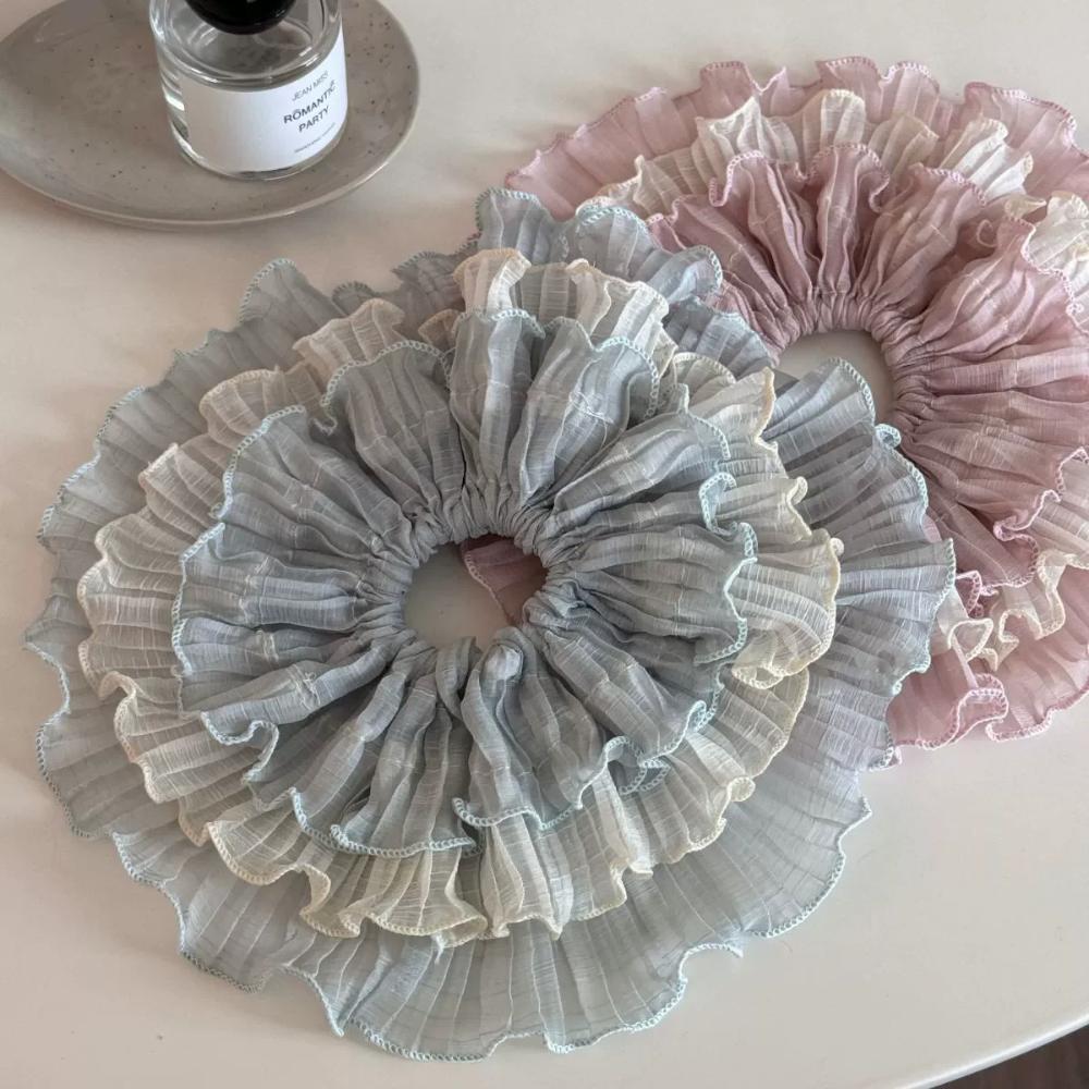 Multi-Layer Wavy Lace Scrunchie Premium Sense Hair Accessories Luxury Hair Ties Women