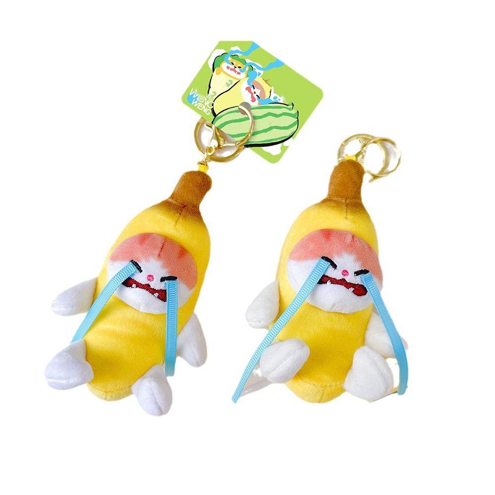 Banana Cat Doll Banana Cat Voice Keychain with Cry Sound Funny Toys Gift Banana Key Chain