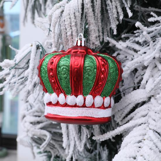 2 шт. Рождественские украшения в виде короны, винтажный стиль, пластик, красный, зеленый/золотой