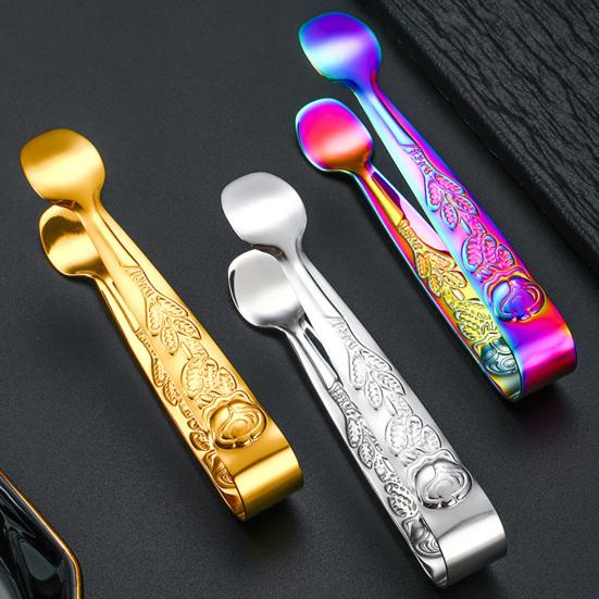 Зажим для кубиков льда из нержавеющей стали, нержавеющий, яркий цвет, удобная ручка, круглая головка, сахар, еда, барбекю, щипцы для выпечки, кухонный инструмент