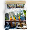 Green Parrot Animal Tropical Plant Flower 3Pcs Bedding Set For Double Bed Home Textile Duvet Cover Quilt Cover Pillowcase