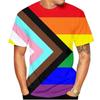 T-shirt 3D Printed Rainbow Gradient Love Pattern Summer Men Women Children Fashion Casual Oversized Crew Neck T-shirt Family Top
