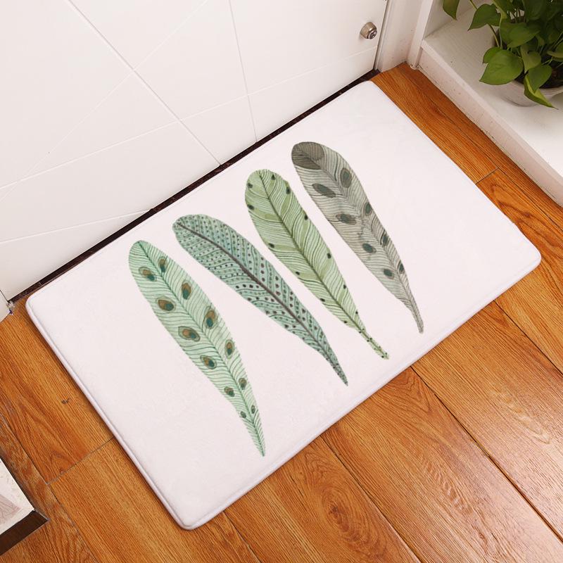 Non-slip Super Soft Carpet Color Feather Printing Bedroom Entrance Door Mat Balcony Living Room Welcome Mat