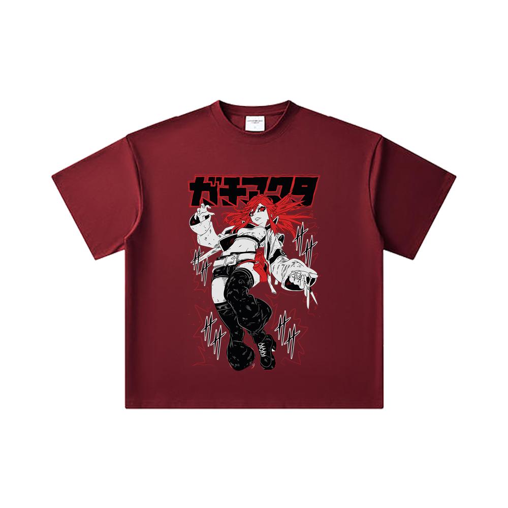 260 GSM Double Yarn 32 Count 100% Cotton Gachiakuta V6 Riyo White Print Unisex Heavy Cotton T Shirt