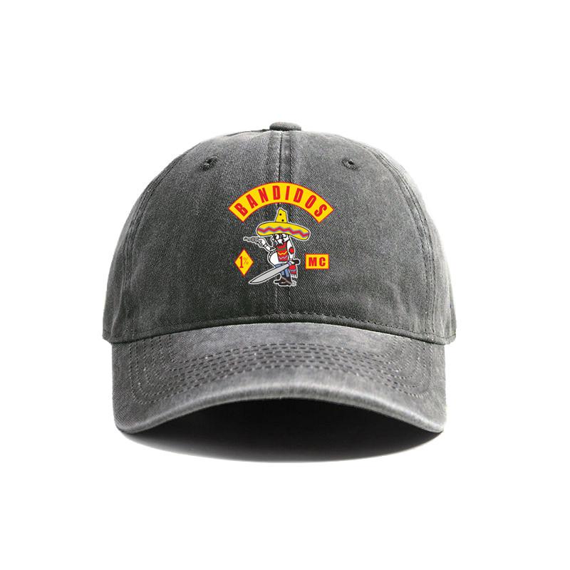 Бейсболка Bandidos MC Worlwide Летние Потертые Папины Шляпы Унисекс Регулируемые Хлопковые Кепки для Улицы