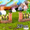 2pc Mini Resin Fence Craft Garden Micro Figurines Tiny Garden Ornaments Bonsai Home Decoration