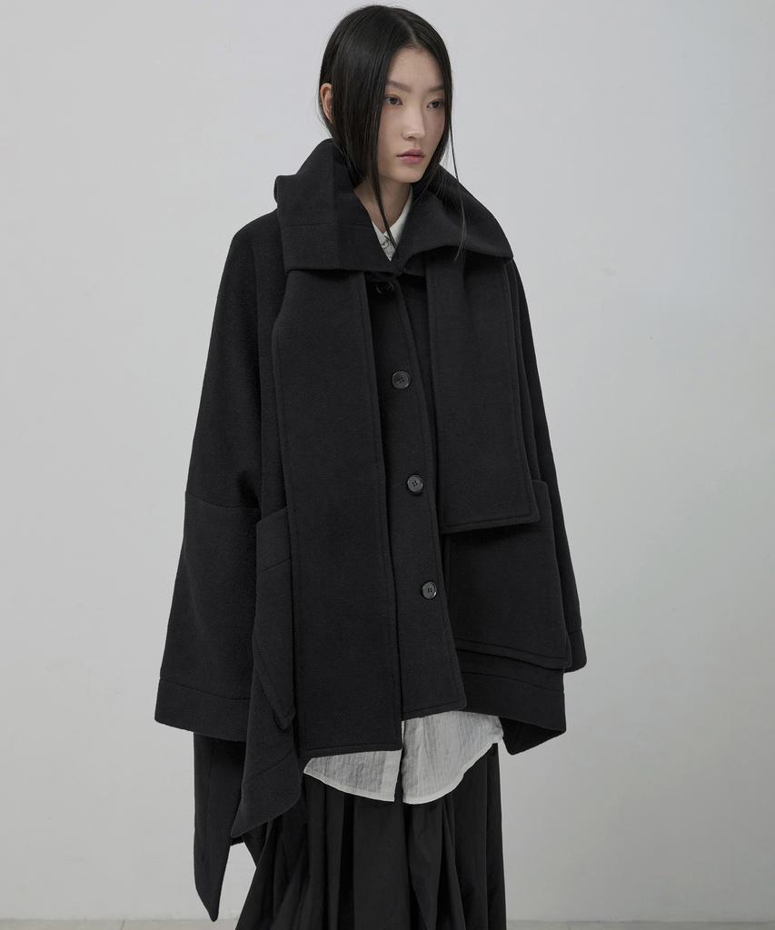 Flareup Wool Muffler Coat (Fl-051_Black)