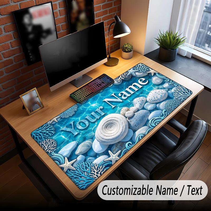 Fish Ocean Theme Custom Mouse Pad Personalized With Name Text Customized Desk Mat For Office Home Decor