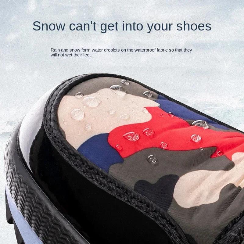 Модные мужские сапоги до середины голени, водонепроницаемые зимние сапоги, плюшевые теплые повседневные хлопковые сапоги для мужчин, нескользящие ботинки на платформе, большой размер