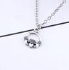 Retro Crown Necklace with Hands Holding Heart Pattern Ornament Christmas Birthday Gift