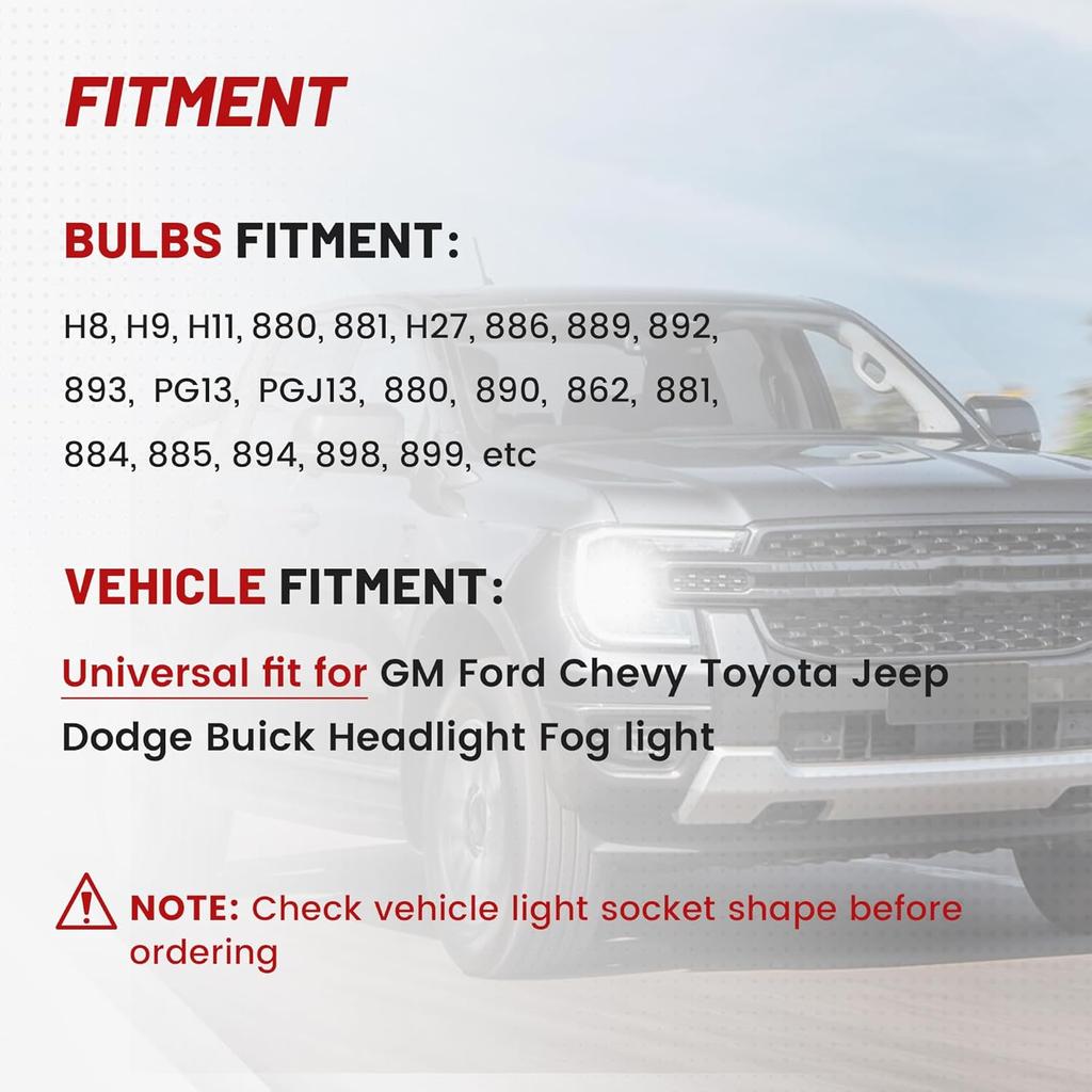 RED WOLF H8 H9 H11 880 881 2-контактный female разъем с керамическим цоколем, универсальная посадка для Toyota GMC Chevy Honda Jeep Ford Subaru Dodge, фара, противотуманная фара