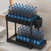 Under Sink Storage Rack Pull Out Bathroom Cabinet Organizer with Hook Storage Cylinder 2 Tier Easy Assembly Under-Sink Storage Holder