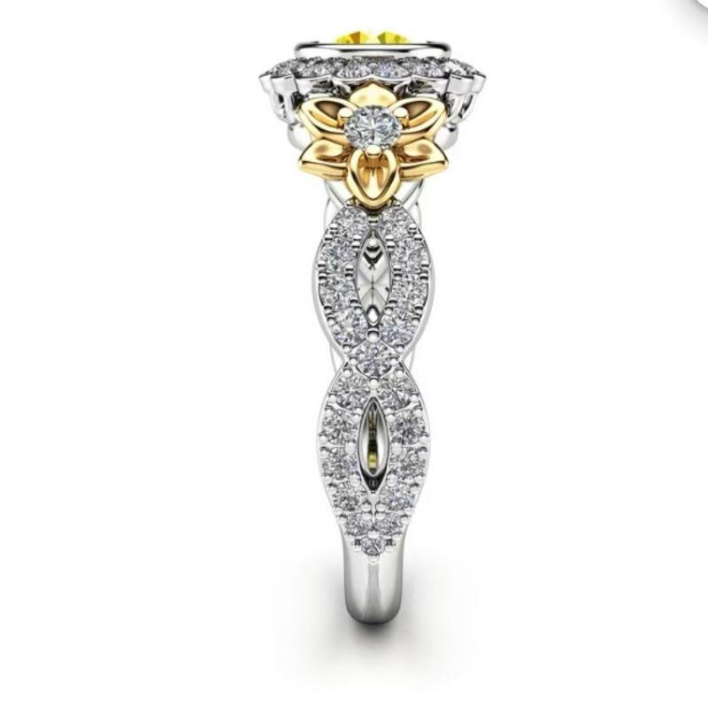 Женское кольцо с подсолнухом Двухцветные ювелирные изделия с подсолнухами