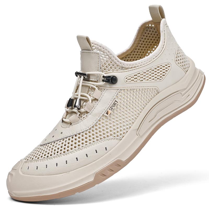 Fashion Soft Sole Flats Men's Casual Versatile Outdoor Shoes Wear Resistant Running Mesh Shoes New Hollow Breathable Sports Trendy Shoes