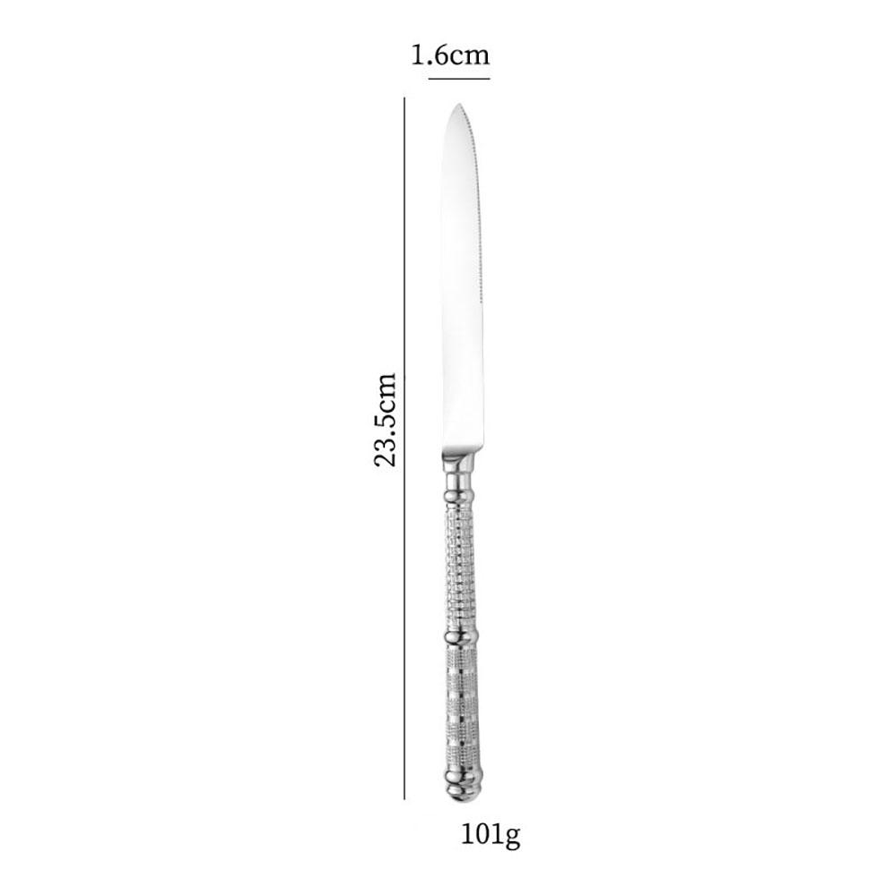 Light Luxury Stainless Steel Tableware Embossed Floral Pattern Knife Fork Spoon Set Durable Silverware for Home Restaurant