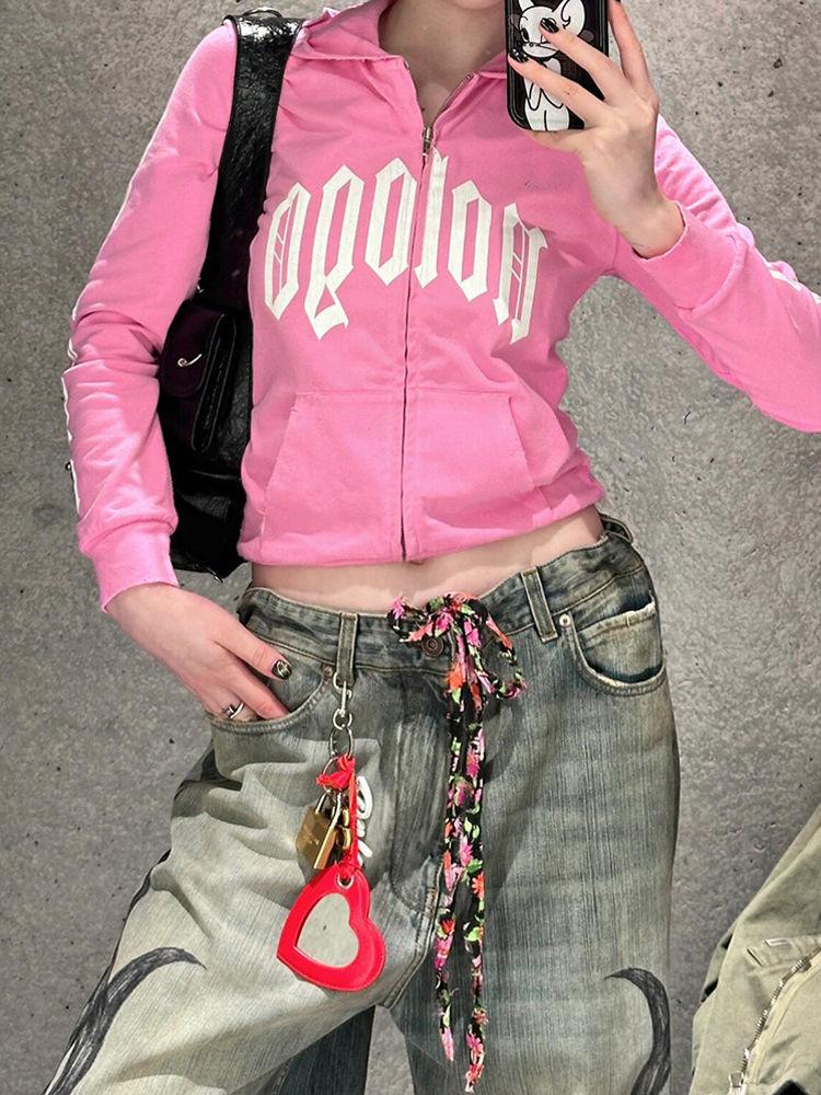 Джинсы American Gothic Print Blue Wash Y2K Осень Зима Ретро Хип-Хоп Свободные Повседневные Модные Уличные Прямые Джинсы С Высокой Талией