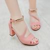 Fashion Spring and Summer Sexy Fish Mouth Hollow Roman Sandals Thick Heels with Beaded High Heels Female Summer Sexy Female Sandals 2024