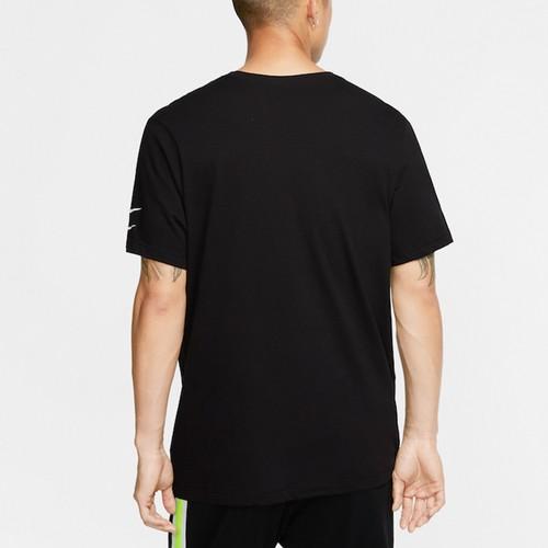 Nike Черная футболка с коротким рукавом для мужчин с принтом логотипа из двух свушей