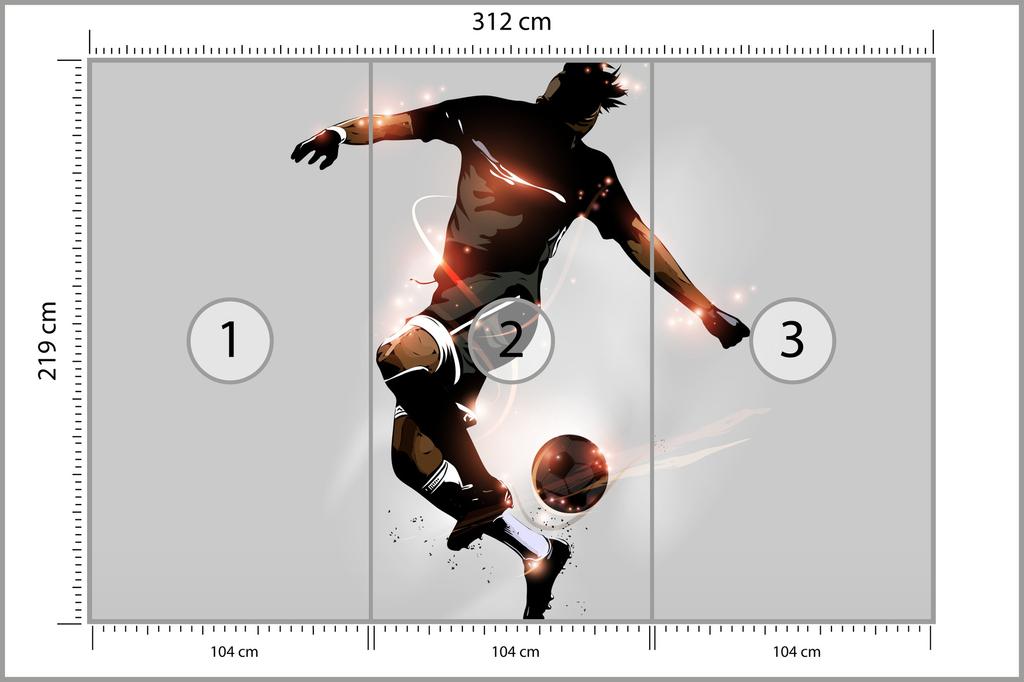 Photomural Abstract Soccer Player In Flight Washable Fleece 312x219
