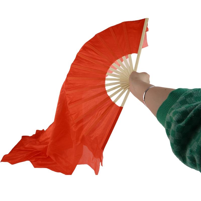 Классический танец Длинный шелковый веер Китайский стиль Большой красный танцевальный веер Удлиненный веер Розовый танец Красный длинный веер Градиент