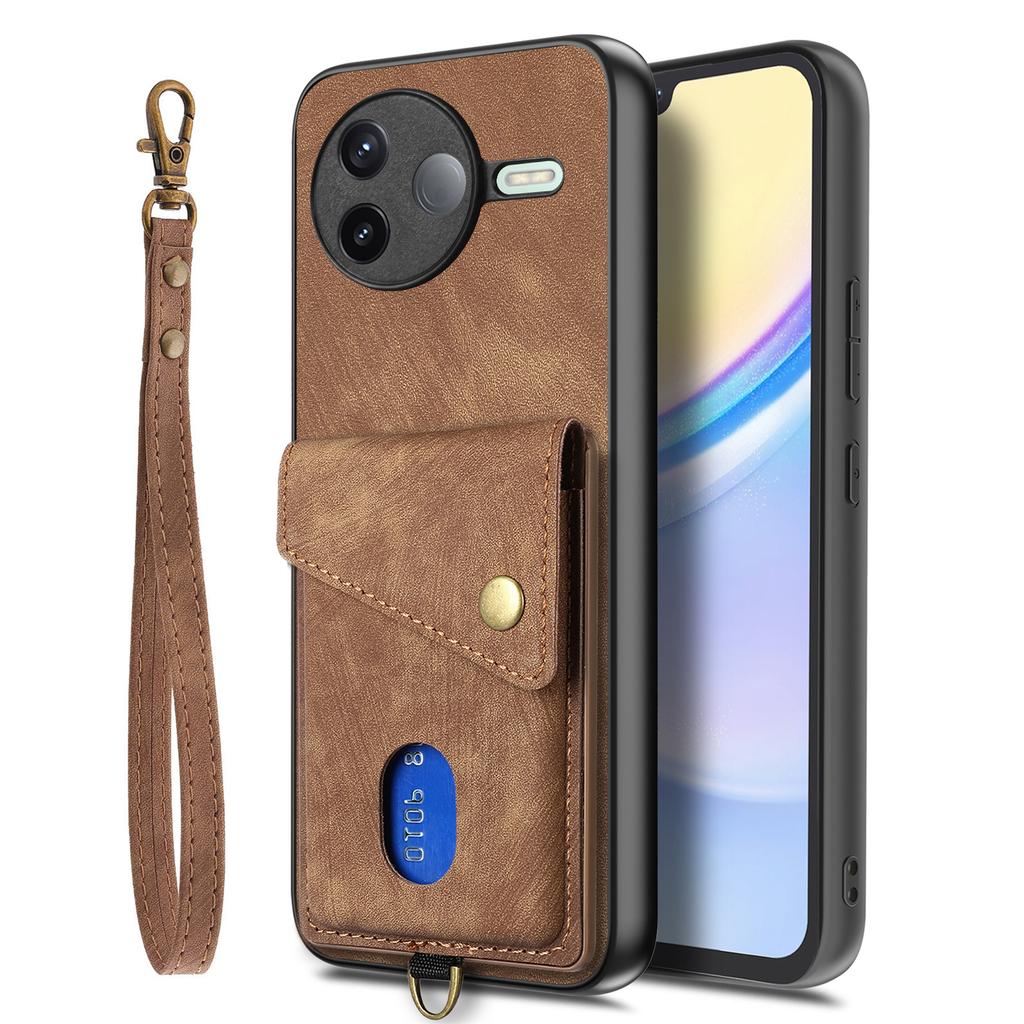 Чехол для Xiaomi Poco F7 Pro 5G/Xiaomi Redmi K80 5G с держателем для карт, подставкой, кожаная задняя крышка для телефона