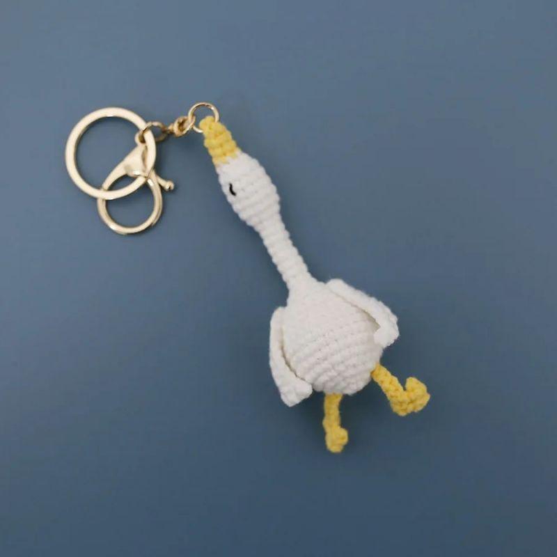Cute Glasses Chick Crochet Keychains Knitting Cartoon Chick Doll Keyrings For Bag Pendant Knitted Funny Duck Keyrings Wholesale