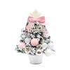 Mini Snow Flocked Christmas Tree Tabletop Artificial Christmas Tree with LED Lights Small Pine Tree with Balls And Bow for Desk Windowsill Decor