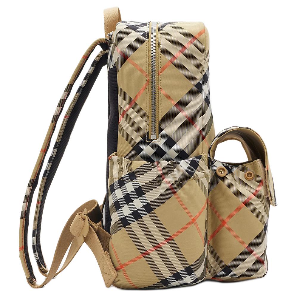 Burberry Проверить холщовый рюкзак бежевый несколько карманов повседневный для путешествий и поездок на работу 80898461