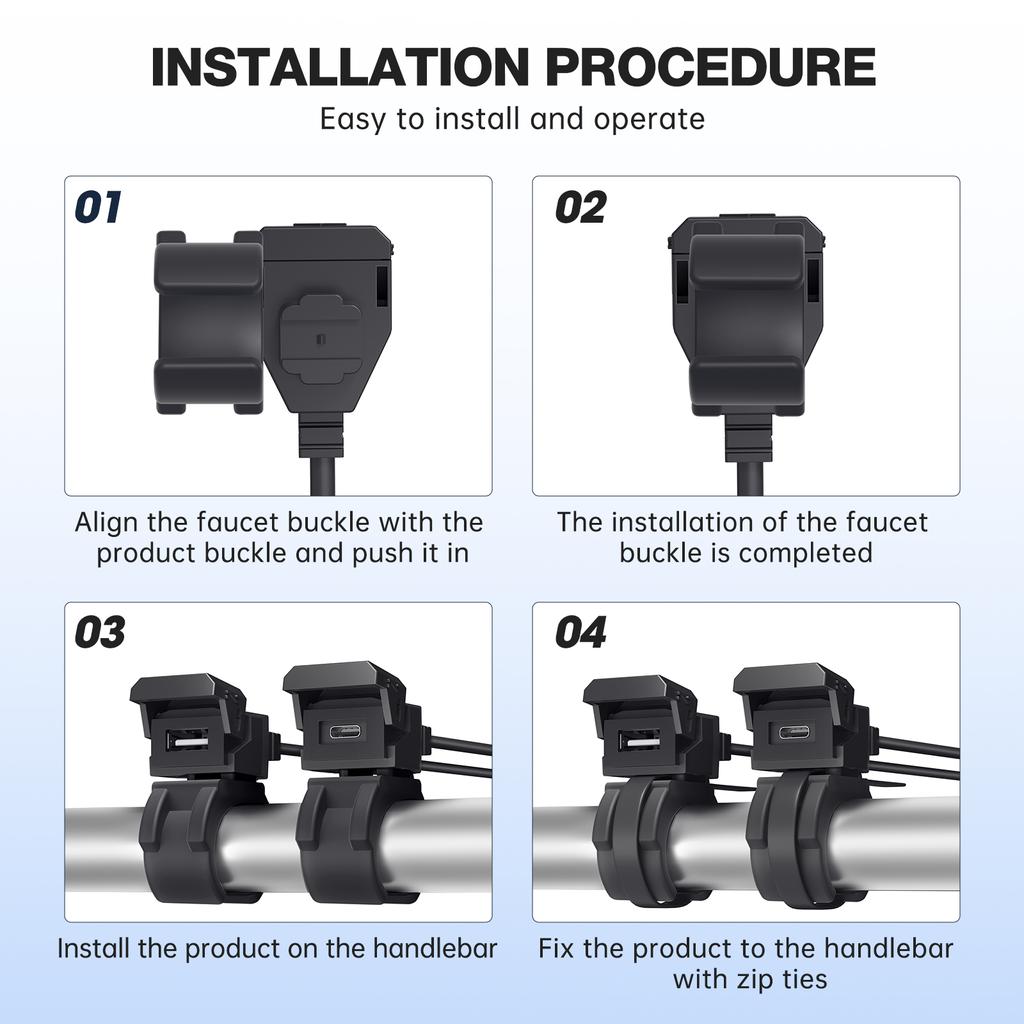 PD QC3.0 Мотоциклетное USB Быстрое Зарядное Устройство для Телефона Водонепроницаемый Разъем Порта Type-C 12/24В Крепление на Руль Зарядное Устройство для Телефона