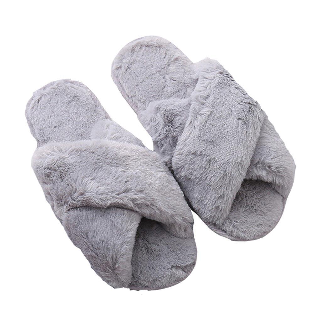 Soft And Comfy Women's Fluffy Sandals Open Toe Fur Sliders Light Pink