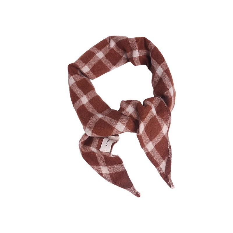 Maillard retro plaid soft waxy scarf women's autumn and winter warm decorative triangle scarf high-end neck scarf accessories