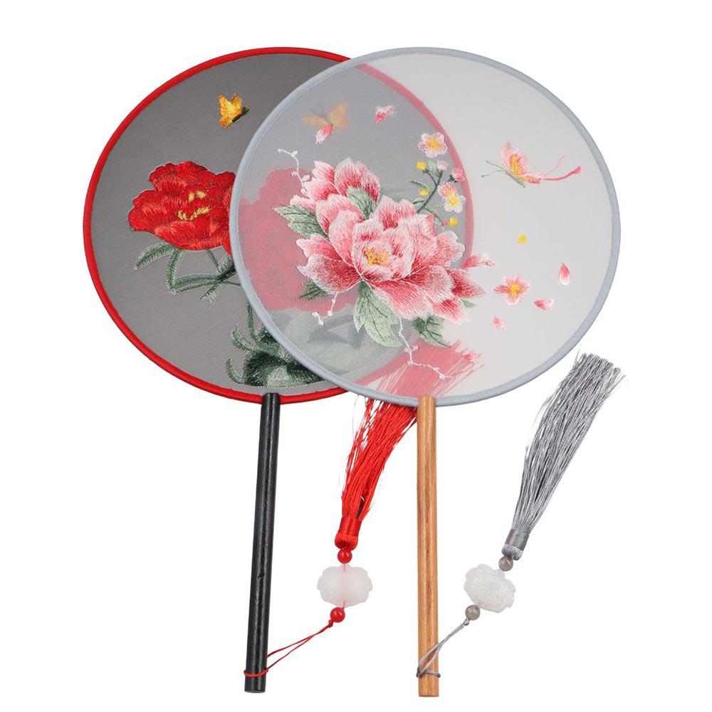 С подвеской Веер в китайском стиле Шелковый веер в китайском стиле Винтажный веер с вышивкой Китайская свадьба