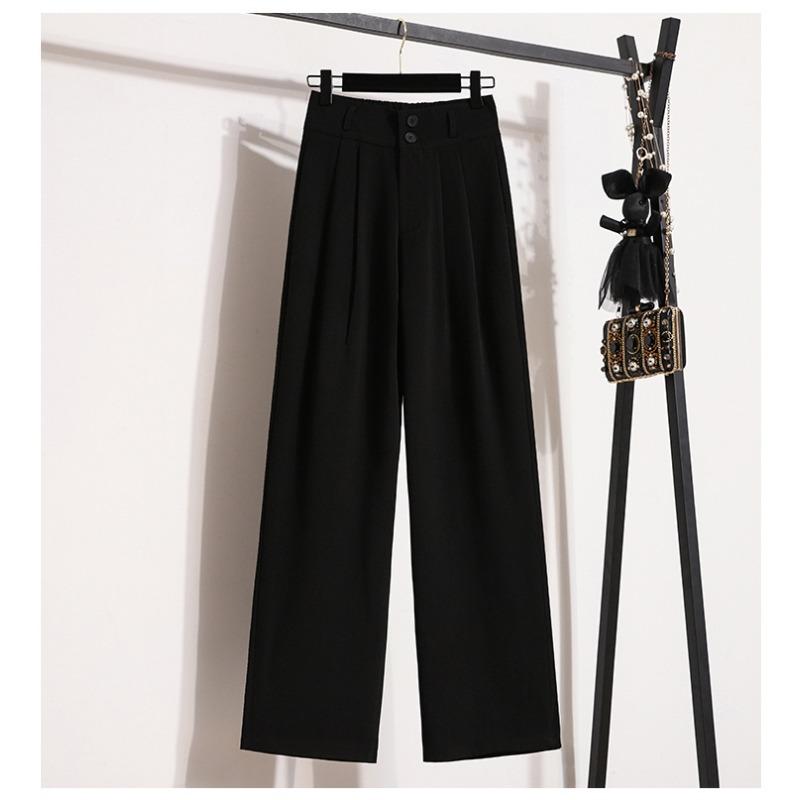 Dimanaf Plus Size Spring Pants Women Elastic Grey Loose High Waist Vintage Buttons Solid Loose Casual Basic Trousers Pants Wide Leg Pants 5XL