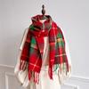 Luxury Winter Plaid Scarf for Women Men British Style Cashmere Scarves With Tassel  Christmas Female Winter Warm Clothing