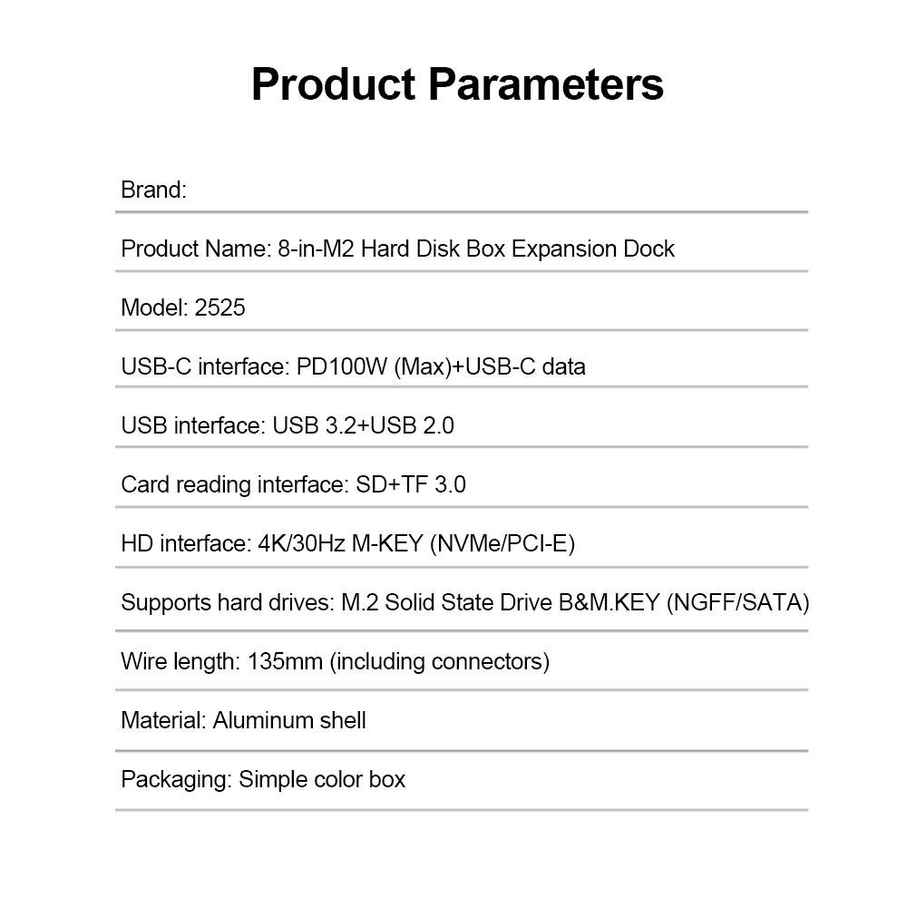 KEBIDUMEI Корпус для M.2 SSD USB C Хаб-Разветвитель PD100W Док-станция 10 Гбит/с Внешний корпус M2 NVMe HDMI-адаптер 4K 60 Гц